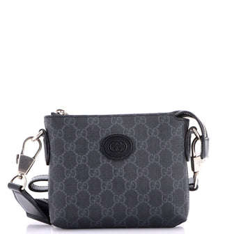 Gucci Interlocking G Patch Wristlet Messenger Bag GG Coated Canvas Mini