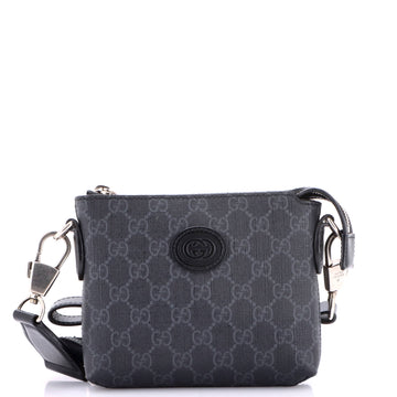 Gucci Interlocking G Patch Wristlet Messenger Bag GG Coated Canvas Mini