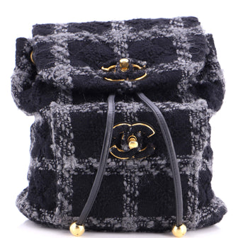 Chanel Duma Drawstring Backpack Quilted Wool Tweed Large