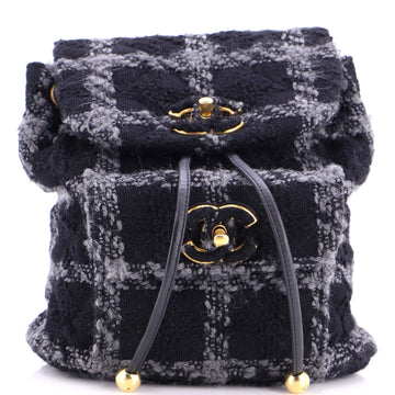 Chanel Duma Drawstring Backpack Quilted Wool Tweed Large