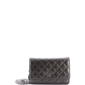 Chanel Wallet on Chain Quilted Striated Metallic Patent