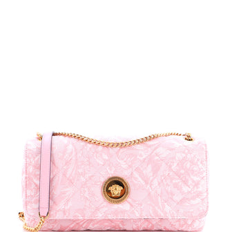 Versace Medusa Icon Chain Flap Bag Quilted Barocco Jacquard East West