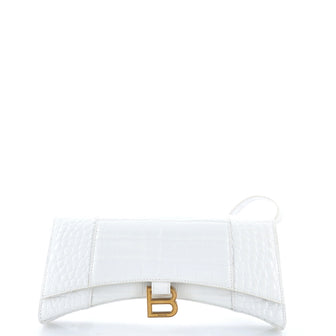 Balenciaga Hourglass Stretch Sling Bag Crocodile Embossed Leather