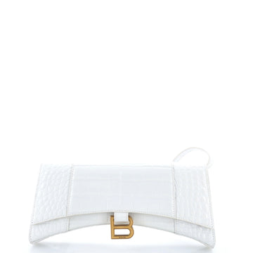 Balenciaga Hourglass Stretch Sling Bag Crocodile Embossed Leather