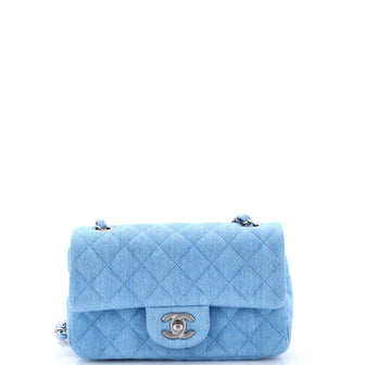 Chanel Classic Single Flap Bag Quilted Denim Mini