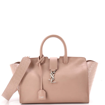 Saint Laurent Monogram Cabas Crocodile Embossed Leather Small