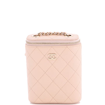 Chanel Vertical Classic Vanity Case with Chain Quilted Caviar Small