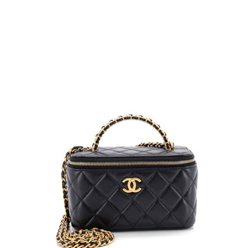 Chanel Pick Me Up Top Handle Vanity Case with Chain Quilted Lambskin Small