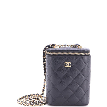 Chanel Vertical Classic Vanity Case with Chain Quilted Caviar Small
