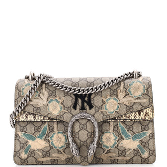 Gucci MLB Dionysus Bag Embroidered GG Coated Canvas with Python Small