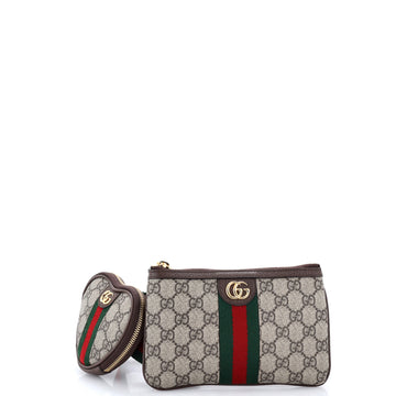 Gucci Ophidia Heart Utility Double Belt Bag GG Coated Canvas