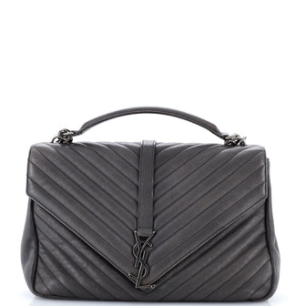 Saint Laurent Classic Monogram College Bag Matelasse Chevron Leather Large