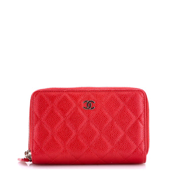 Chanel Double Zip Around Wallet Quilted Caviar Small