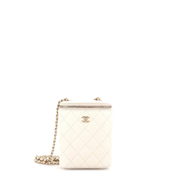 Chanel Vertical Classic Vanity Case with Chain Quilted Caviar Small