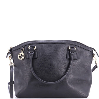 Gucci GG Charm Convertible Dome Satchel Leather Medium