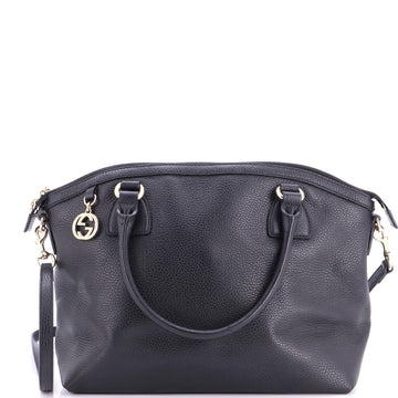 Gucci GG Charm Convertible Dome Satchel Leather Medium