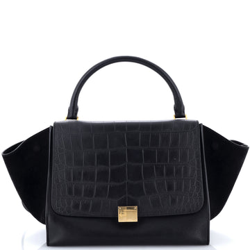 Celine Trapeze Bag Crocodile Embossed Leather Medium