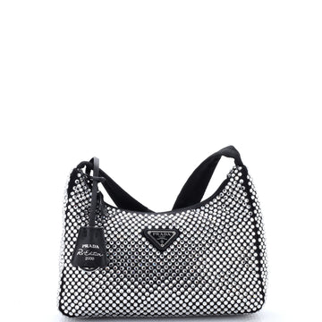 Prada Re-Edition 2000 Hobo Crystal Embellished Satin Mini