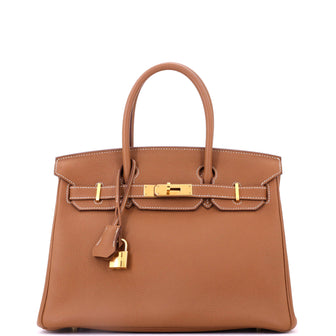 Hermes Birkin Handbag Brown Togo with Gold Hardware 30