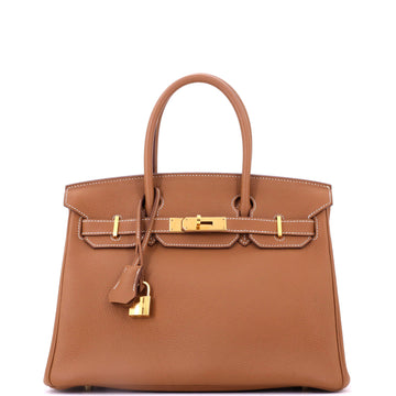 Hermes Birkin Handbag Brown Togo with Gold Hardware 30