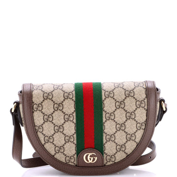 Gucci Ophidia Curved Flap Shoulder Bag GG Coated Canvas Mini