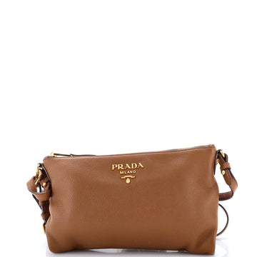 Prada Dual Strap Flat Crossbody Bag Vitello Daino Medium