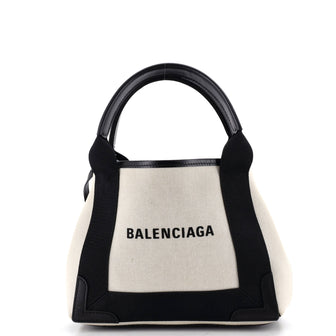 Balenciaga Navy Cabas Canvas and Leather XS