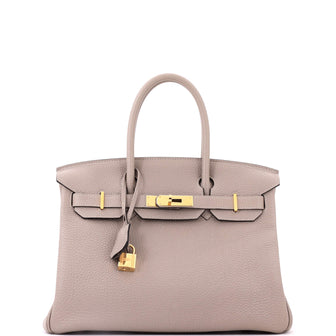 Hermes Birkin Handbag Grey Togo with Gold Hardware 30