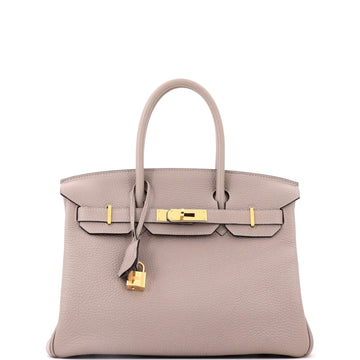 Hermes Birkin Handbag Grey Togo with Gold Hardware 30