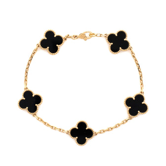Van Cleef & Arpels Vintage Alhambra 5 Motifs Bracelet 18K Yellow Gold and Onyx