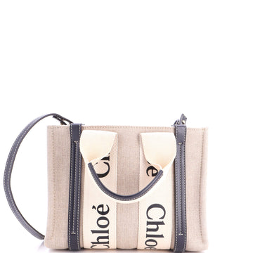 Chloe Woody Tote Canvas with Leather Small