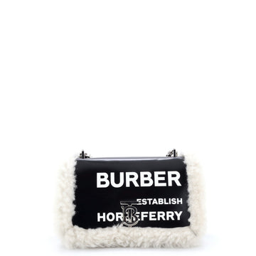 Burberry Lola Shoulder Bag Printed Coated Canvas with Shearling Small