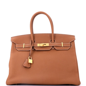 Hermes Birkin Handbag Brown Togo with Gold Hardware 35