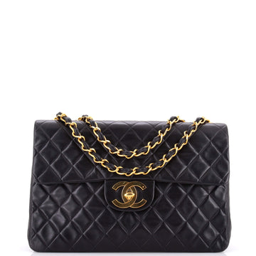 Chanel Vintage Classic Single Flap Bag Quilted Lambskin Jumbo
