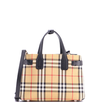 Burberry Banner Tote Vintage Check Canvas Small