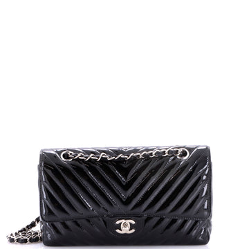 Chanel Classic Double Flap Bag Chevron Patent Medium
