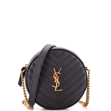 Saint Laurent Vinyle Round Camera Bag Matelasse Chevron Leather