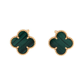 Van Cleef & Arpels Vintage Alhambra Earrings 18K Yellow Gold and Malachite