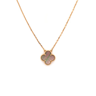 Van Cleef & Arpels Vintage Alhambra Pendant Necklace 18K Rose Gold and Grey Mother of Pearl