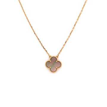 Van Cleef & Arpels Vintage Alhambra Pendant Necklace 18K Rose Gold and Grey Mother of Pearl