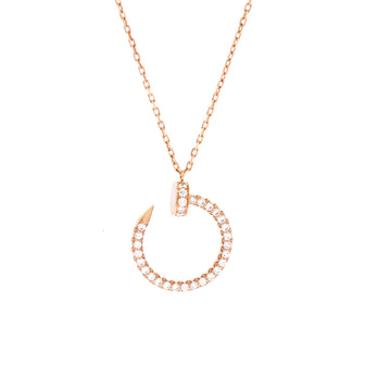 Cartier Juste un Clou Pendant Necklace 18K Rose Gold and Pave Diamonds