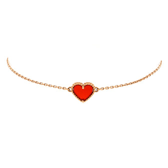Van Cleef & Arpels Sweet Alhambra Heart Bracelet 18K Rose Gold with Carnelian