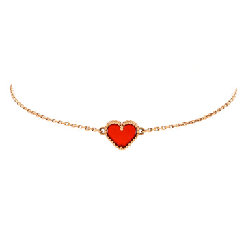 Van Cleef & Arpels Sweet Alhambra Heart Bracelet 18K Rose Gold with Carnelian