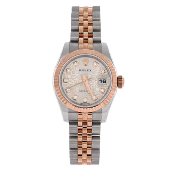 Rolex Oyster Perpetual Datejust Automatic Watch Stainless Steel and Rose Gold with Diamond Markers 26