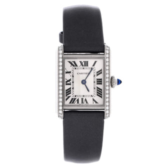 Cartier Must de Cartier Tank Quartz Watch Stainless Steel and Satin with Diamond Bezel 22