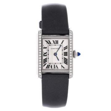 Cartier Must de Cartier Tank Quartz Watch Stainless Steel and Satin with Diamond Bezel 22