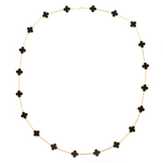 Van Cleef & Arpels Vintage Alhambra 20 Motifs Necklace 18K Yellow Gold and Onyx