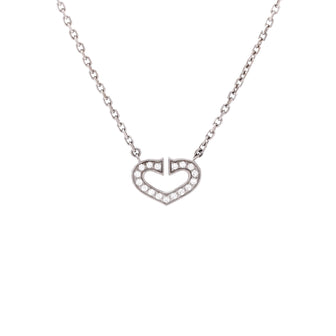 Cartier C Heart de Cartier Pendant Necklace 18K White Gold with Pave Diamonds