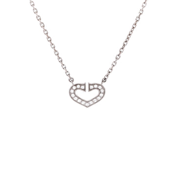 Cartier C Heart de Cartier Pendant Necklace 18K White Gold with Pave Diamonds