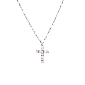 Cartier Cross Pendant Necklace 18K White Gold with Diamonds